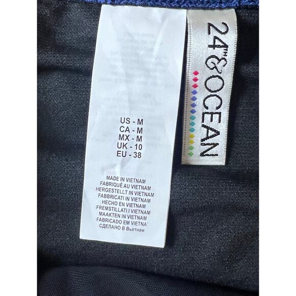 24th & Ocean Navy Mid Waist Adjustable Bikini Bottom Medium NWT - Picture 5 of 7